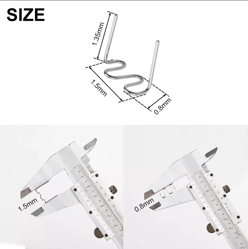 1000Pcs 0.8mm Hot Staples Plastic Welding Wave Stapler for Car Bumper Repair Kit