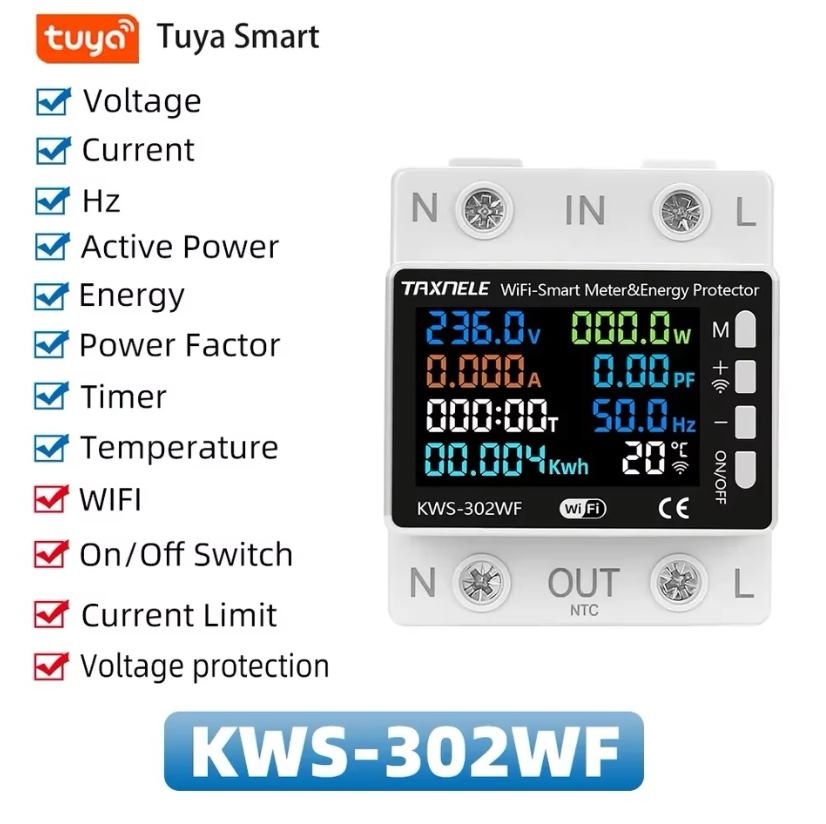 Tuya WiFi Smart Power Meter Voltage Protection Relay Switch Circuit Breaker