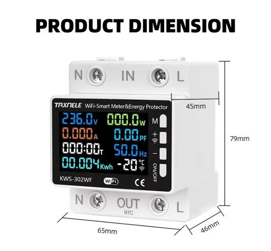 Tuya WiFi Smart Power Meter Voltage Protection Relay Switch Circuit Breaker