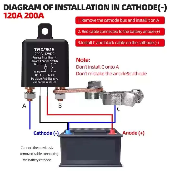 Universal Battery Switch Relay Wireless Remote Control