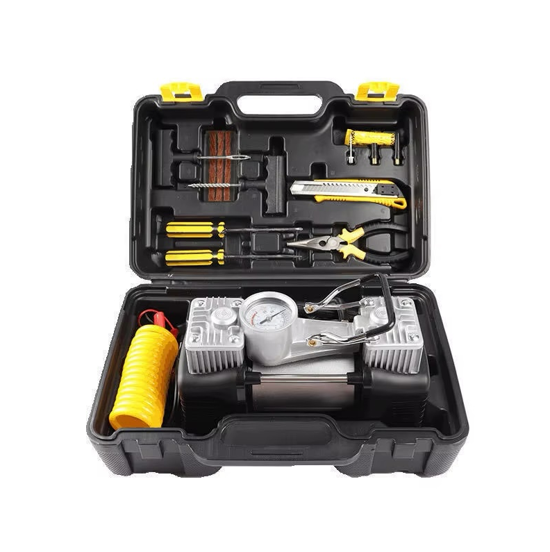12V 2-Cylinder Car Air Compresor Pump 150PSI- Portable & tire Repair Kit