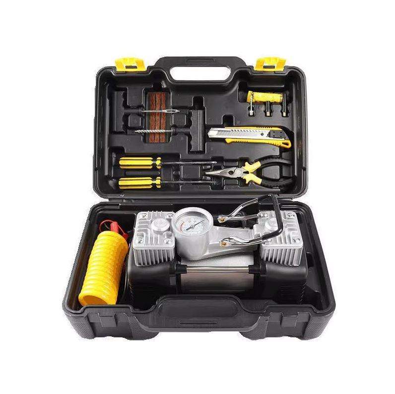 12V 2-Cylinder Car Air Compresor Pump 150PSI- Portable & tire Repair Kit