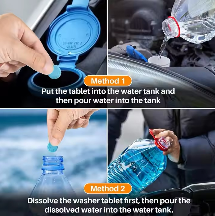 1pack of 6pcs Multifunctional Screen Wash Tablets for Cars Windshield