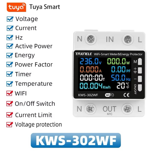 Tuya WiFi Smart Power Meter Voltage Protection Relay Switch Circuit Breaker